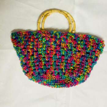 Torebka mała z bambusowymi rączkami