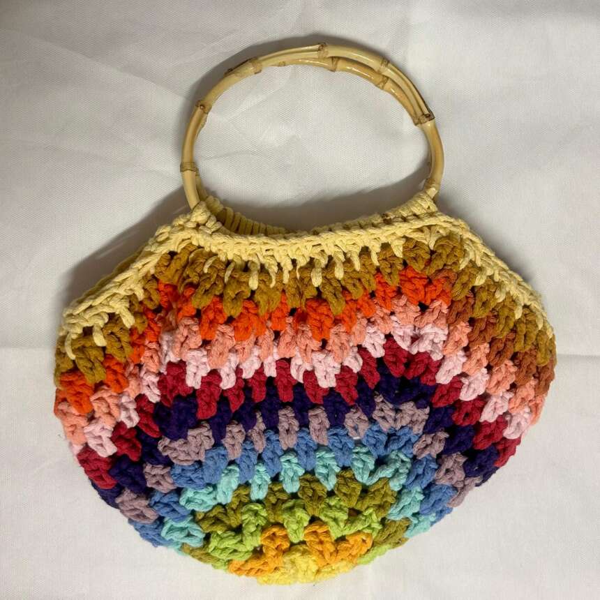 Torebka mała z bambusowymi rączkami