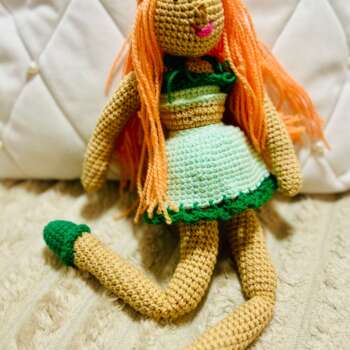 Lalka Ruda – handmade z włóczki